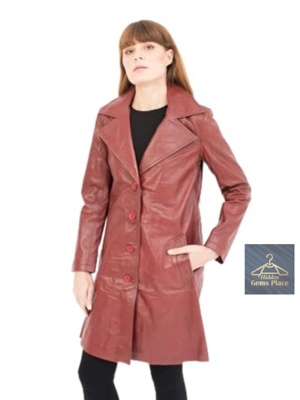 Genuine Lambskin Leather Trench Coat | Elegant Long Coat Women
